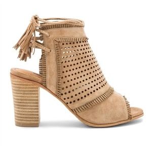 NWOT Matiko Suede Fringe Heels, Size 37